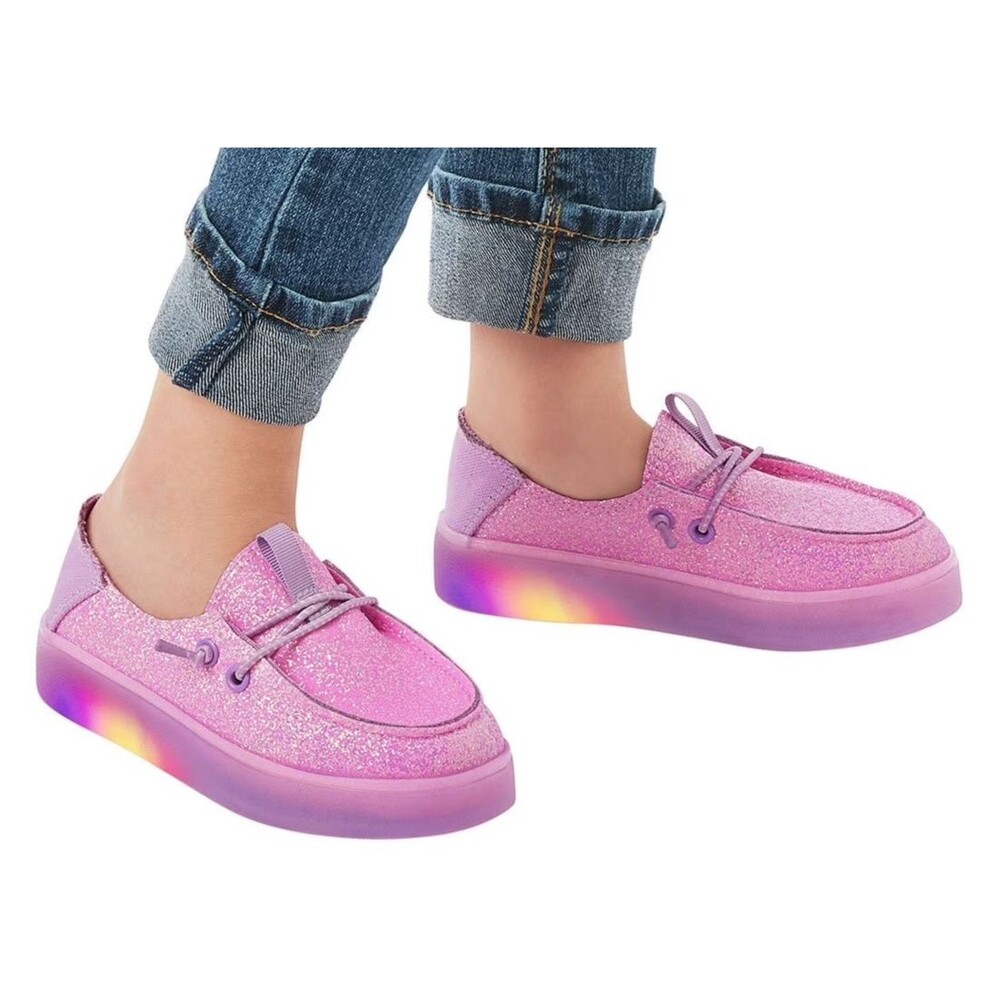 Members Girls Size 9 Light Up Play Shoes Loafers Pink Youth Kids New